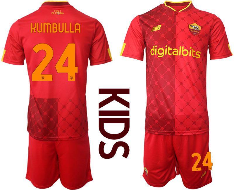 Youth 2022-2023 Club AS Rome home red 24 Soccer Jersey